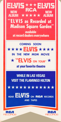 backside of the menu promoting the MSG album release and Elvis On Tour